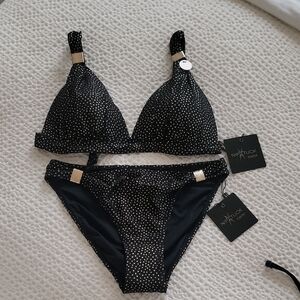 New Black Dot Triangle Bikini Set
